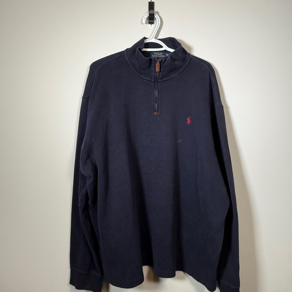 Ralph Lauren Other - Polo Ralph Lauren Navy Blue Half Zip Cotton Pullover Sweater Men XXL